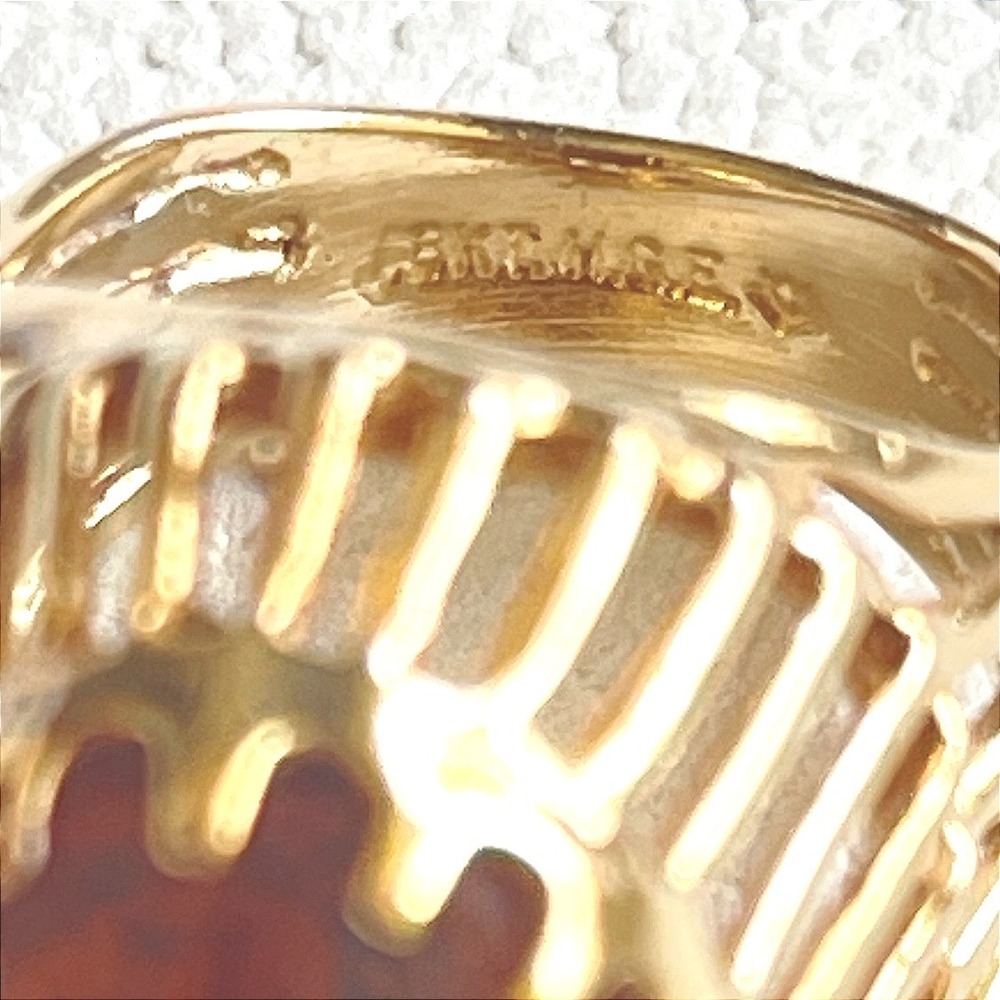 Vintage 18KT HGF Gold Filled Smoky Brown Gemstone Cocktail Ring Size 6 8g - Picture 8 of 8